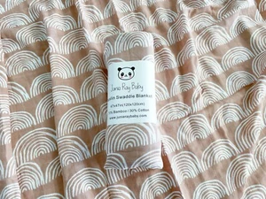 Soft Cotton Neutral Rainbow Muslin Swaddle Cloth Baby Blanket Large Wrap Gift - Picture 1 of 4