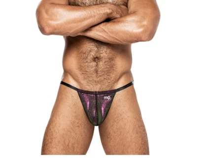 MALE POWER G STRING POUCH HOCUS POCUS METALLIC PURPLE BLACK SIZE 28-40" - Image 1 of 4