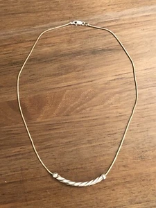 Milor 925 Sterling Silver Rope Necklace with Floating Crossover Bar 18" Italy - Picture 1 of 15