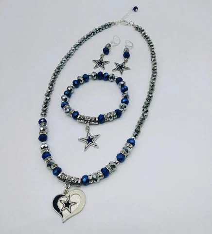 Dallas Cowboys Jewelry - Set: Heart Necklace, Earrings &Charm Bracelet Cover