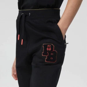 $135.00 Psycho Bunny Patchin Size XL-TG Chenille Bunny Black Mens Sweatpants - Picture 1 of 12