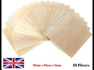 10 x 100x100x1mm Wooden Plate Balsa Wood Sheets Railway Dolls Craft Model 100mm - Picture 1 of 5