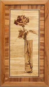 Rosa bodegón panel de madera decoración de pared para el hogar chapa arte madera eco regalo incrustaciones - Imagen 1 de 15