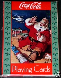 Carte da gioco Coca Cola BABBO NATALE 1992 giocattoli natalizi elicottero NUOVE sigillate - Foto 1 di 2