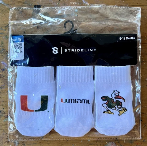 Baby Size University of Miami Strideline Socks, The U. New (NWT). Hurricanes Cover