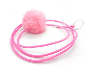 Bouncy Ball Rabbit fur String Cat Toy Pink - Picture 1 of 1