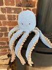 Hand Knitted Octopus  Cotton Toy: Pale Blue & Beige, by KnittedNature