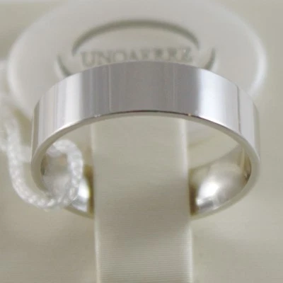 ALIANZA DE BODA ORO BLANCO 18K ANILLO CUADRADO UNOAERRE MATRIMONIO 5 MM, HECHA EN ITALIA Foto 1 de 4