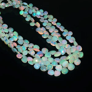 Opal Briolette, Faceted Opal, Fire Opal, Opal Pear White Opal Briolette Necklace - Picture 1 of 6