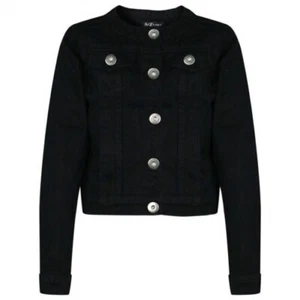 Kids Girls Denim Jackets Designer Black Jeans Jacket Fashion Coats Age 3-13 Year - Picture 1 of 7