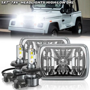 7x6" LED Headlights Hi-Lo +White/Red Tail Light for Jeep Wrangler YJ 1987-1995 - Picture 1 of 15