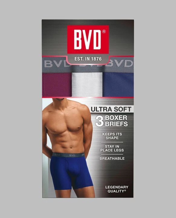 Calzoncillos boxer ultra suaves BVD® para hombre, paquete surtido de 3 Foto 1 de 4