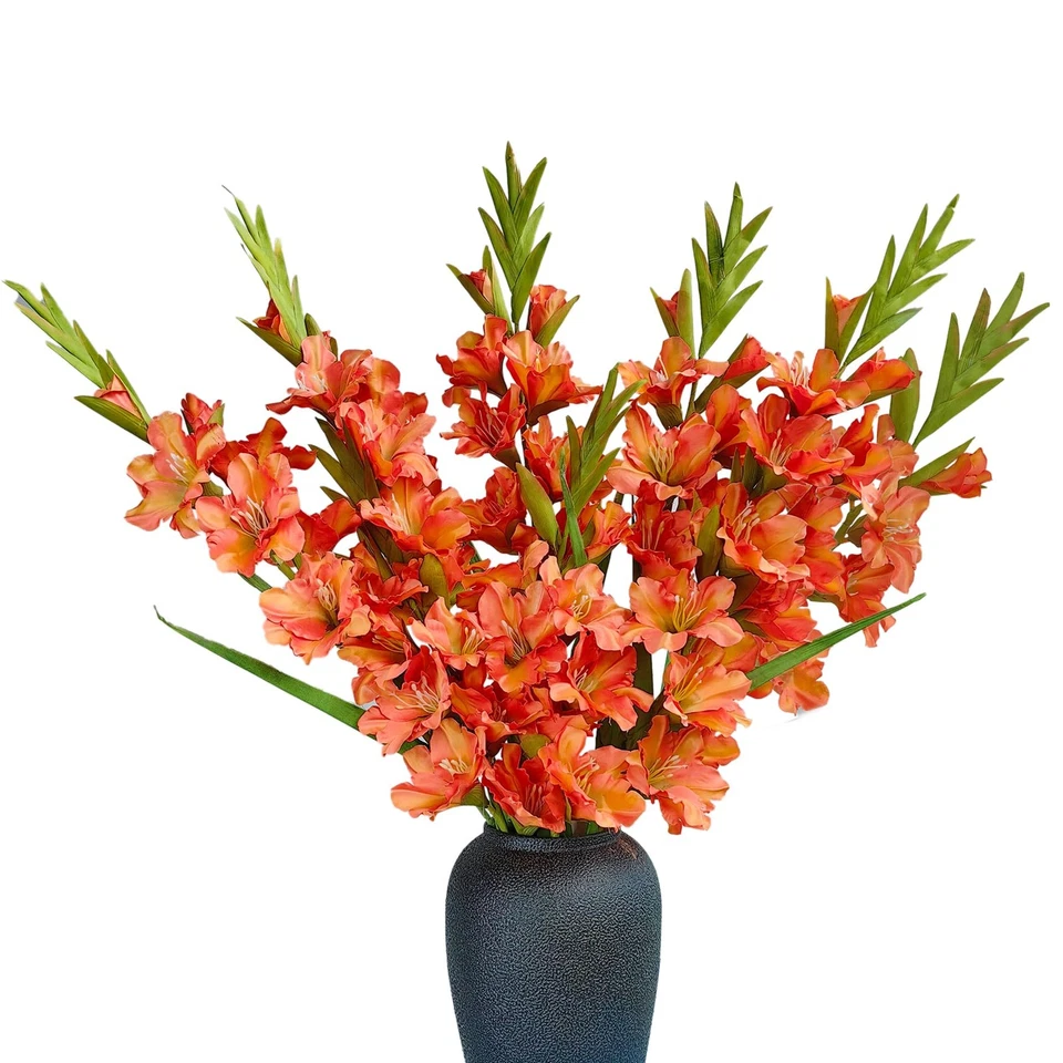 Pack de 6 - Flores de gladiolo Plantas de orquídea artificiales Tallos largos de flores de seda... Foto 1 de 4
