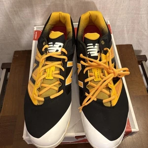 New Balance Cleats Shoes men’s size 16D black yellow Low baseball L4040BY3 - Picture 1 of 6