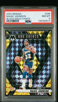 2024 马赛克魔术师约翰逊 #296 选择黑色金色 Prizm 1/8 名堂 PSA 8 20A — 第 1/3 张图片