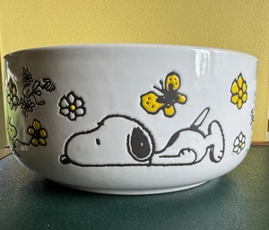 Erdnüsse/Snoopy & Woodstock im Garten - große 7 Zoll Keramikschale - handbemalt - 2024 - Bild 1 von 11