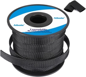 PET Expandable Braided Sleeving 100Ft-1/4 Inch Wire Loom, Aibole Braided Cable S - Picture 1 of 12