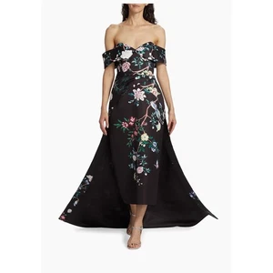 Marchesa Notte Paradise-Druck Duchesse Satin Kleid-Größe 2 $ 995,00 Ladenpreis  - Bild 1 von 9