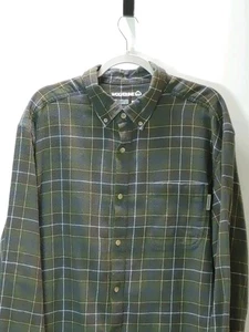 Wolverine Flannel Mens XXL Green Plaid Casual Outdoor Button Up Long Sleeve EUC - Picture 1 of 11