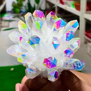 322G Angel Aura Cuarzo Titanio Bismuto Silicona Racimo Arco Iris Cristales PiedraAB - Imagen 1 de 16