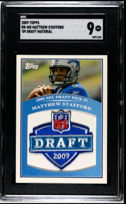 2009 TOPPS NFL 选秀补丁 MATTHEW STAFFORD #R-MS 新秀底特律狮子队 SGC 9 — 第 1/3 张图片