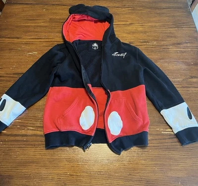 Disney~Kids Mickey Mouse Hoodie/Sweater~Zip Up~Ears On Hood~Size L~Yellow Accent - Image 1 of 4