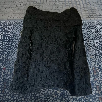 Suéter Largo de Cachemira $2200 L DONNA KARAN Etiqueta Negra Grueso Hecho a Mano Foto 1 de 4