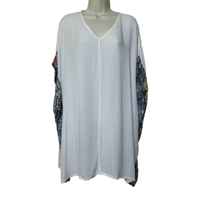 Poncho Vestido Roxy Blanco Floral Marino Flor Traje de Baño Playa Cubrir Para Mujer OS Foto 1 de 4