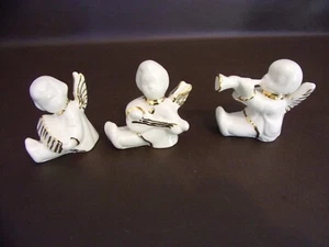Set Of Three Small Porcelain Christmas Angel Musicians - Picture 1 of 5