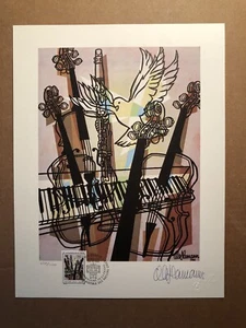 Grafica artistica Ole Hamann U.N. WFUNA - 1983 con francobollo Ginevra 1986 FDC - Foto 1 di 7