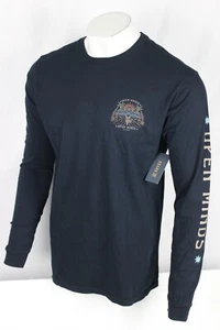 Roark Men's T Shirt Open Roads Open Minds Long Sleeve Crew Dark Navy RT1175 - Picture 1 of 5