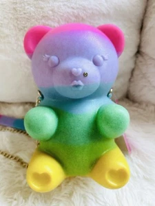 Betsey Johnson Kitsch Bear Necessity Crossbody Bag Rainbow Multi Silicone NWT - Picture 1 of 14