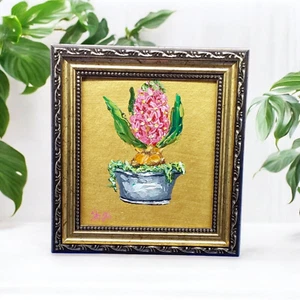 Hyacinth 1 Original Painting Semi Abstract Flowers Gift Art Handmade Wall Art - Imagen 1 de 11