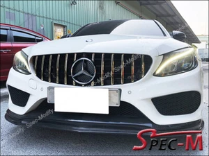 GT Look Black w/ Hot Stamping Front Grille for 15-18 C250 C300 C400 C450 W205 - Picture 1 of 4