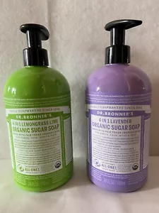 2-Dr Bonners Lemongrass Lime Lavender Scent Organic Sugar Soap Shampoo 24oz. NEW - Picture 1 of 5