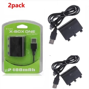 2x Rechargeable 2400mAh Battery Pack + Play&Charge Cable for Xbox One Controller - Bild 1 von 8