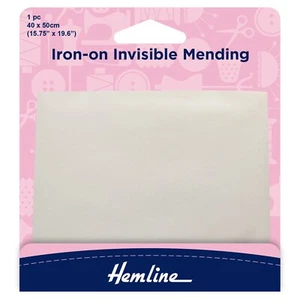Hemline Iron On Invisible Mending Patch 40 x 50cm Repairs Holes Tears Motif Hems - Picture 1 of 3