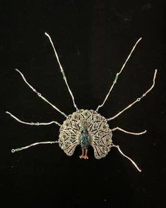 Pavo real ornamentado de plata esterlina y esmalte (1,75") - Imagen 1 de 6