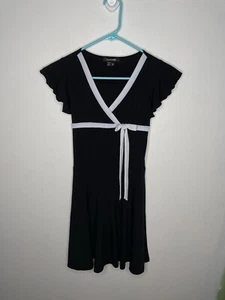 Y2K Era My Michelle Dress Girls Size 12 Black Short Sleeve V-Neck Stretchy - Picture 1 of 3
