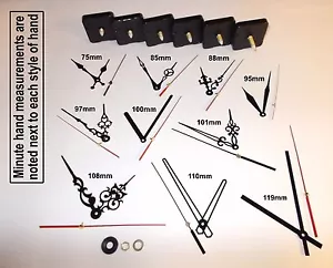 DIY Quartz Clock Movement / Mechanism. Silent Motor. Black Hands & Parts - Picture 1 of 1