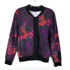 Fabletics Ithaca Floral Bomber Purple Red Gray Jacket Womens Small S - Picture 1 of 7
