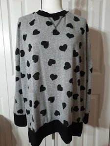Mujer Honeyme - Sudadera Tejida Gris Con Corazones Negros - Talla Mediana - Imagen 1 de 7