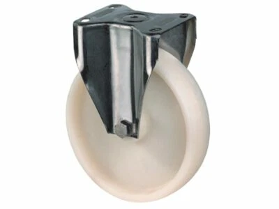 Acciaio Inox Trasporto / Rotella Ø 150 MM, Ruota Plastica Bianco, Piastra - Bild 1 von 2