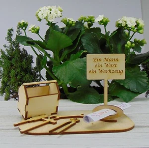 Werkzeugkasten " Ein Mann ein Wort ein Werkzeug " Holz Geldgeschenk Geburtstag - Bild 1 von 2