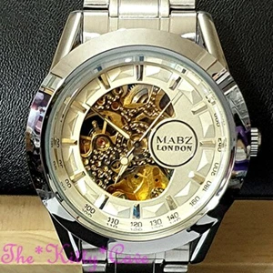 Automatique Mécanique Squelette Teinté Élevé Biseauté Saphir Minéral Luxe Montre - Imagen 1 de 11