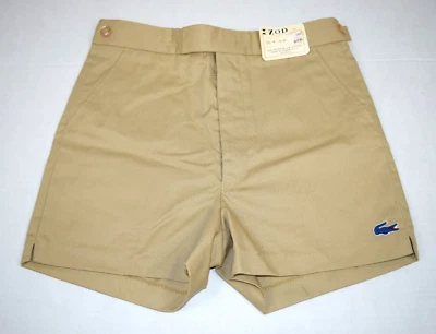 Lacoste 短裤 复古 IZOD Lacoste 尺寸 S/M70s 米色高腰棉混纺 全新带标签 — 第 1/4 张图片