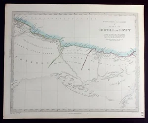 NORTH AFRICA, TRIPOLI, EGYPT original antique map, SDUK c.1858 - Picture 1 of 4