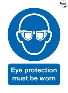 SIGNS & LABELS Eye Protection Must Be Worn Sign - Rigid Polypropylene - 297mm x - Imagen 1 de 2