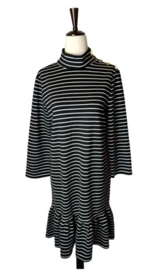 Vestido de calle Kate Spade Broome para mujer pequeño negro marfil a rayas cuello falso tejido Foto 1 de 4