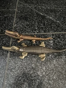 Antique Brass Crocodile / Alligator Nutcrackers 10 Inch And 7 1/2 Inch - Picture 1 of 10
